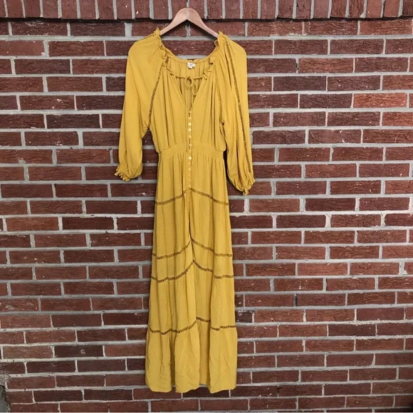 Anthropologie | Dresses | Nwot Anthropologie En Elly Mustard Yellow Maxi  Dress Prarie Size Small | Poshmark